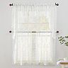 No918 Alison Floral Lace Sheer Swag Tier Kitchen Window Curtains