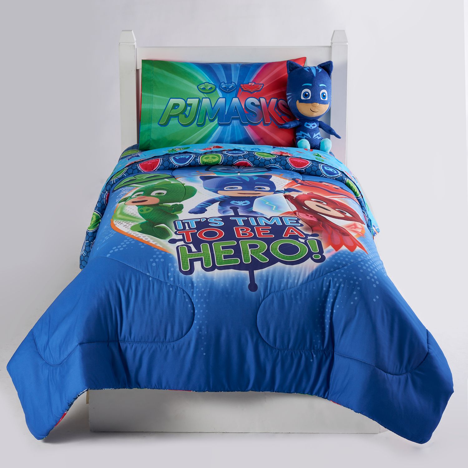PJ Masks 'It's Hero Time' Kids Bedding Set - 5 Piece Full Size With Reversible Comforter & Sheets (Blue) - View #5