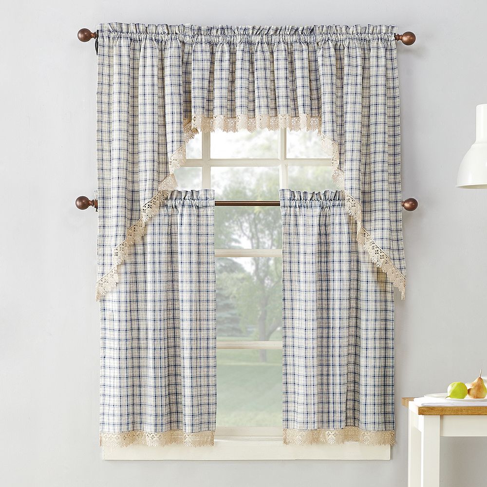 No918 Maisie Plaid Kitchen Window Curtains