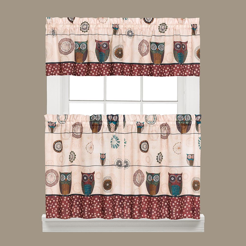 Saturday Knight Ltd Spice Owl Tier Kitchen Window Curtains