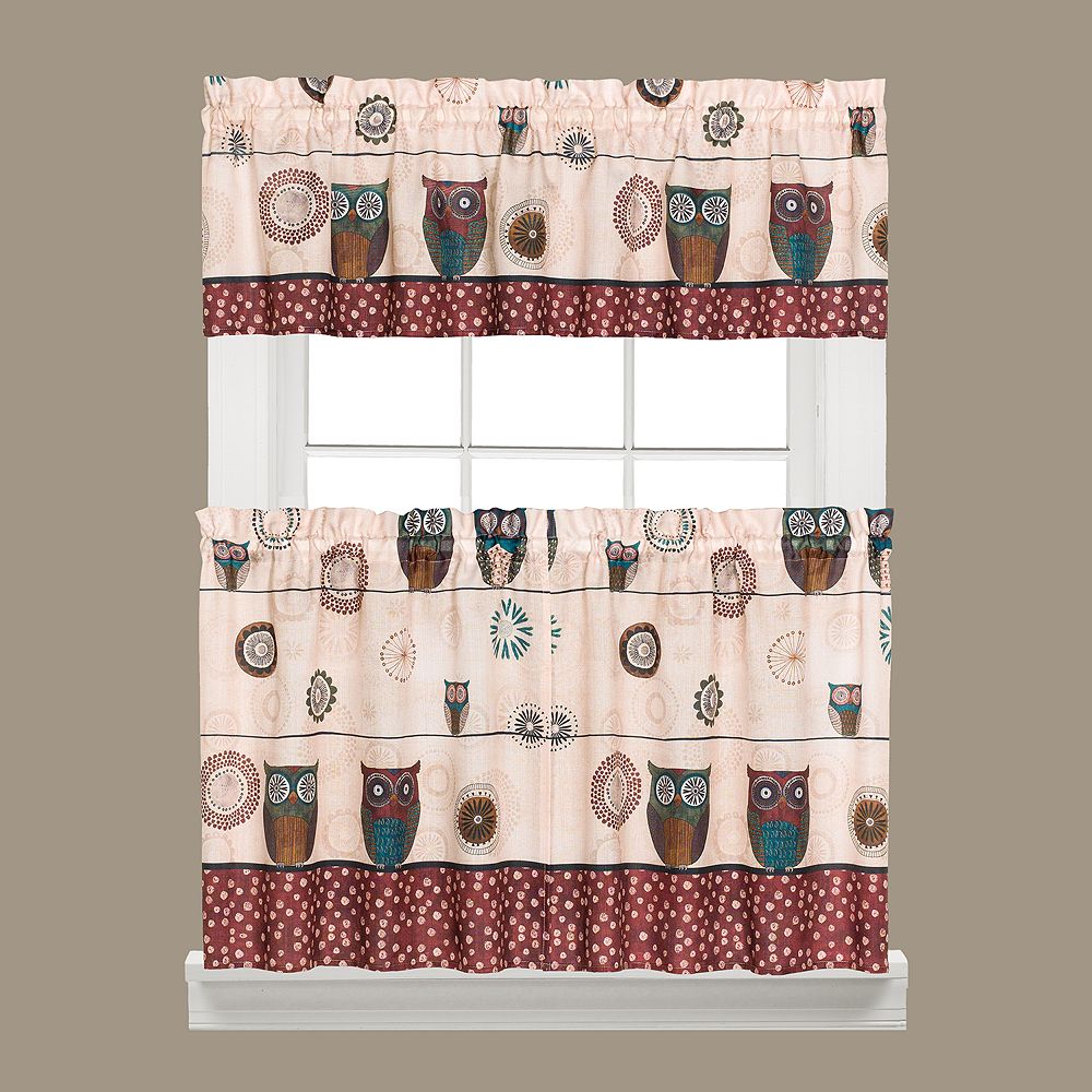 Saturday Knight Ltd Spice Owl Tier Kitchen Window Curtains