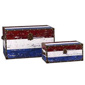 Household Essentials Red, White & Blue 2-pc. Storage Trunk Set