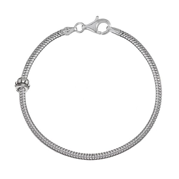 Individuality Beads Sterling Silver Snake Chain Bracelet & Stopper 