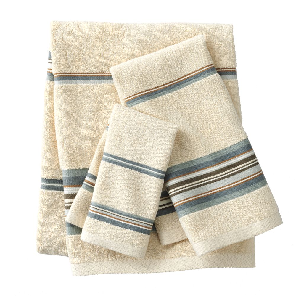 brown striped bath towels