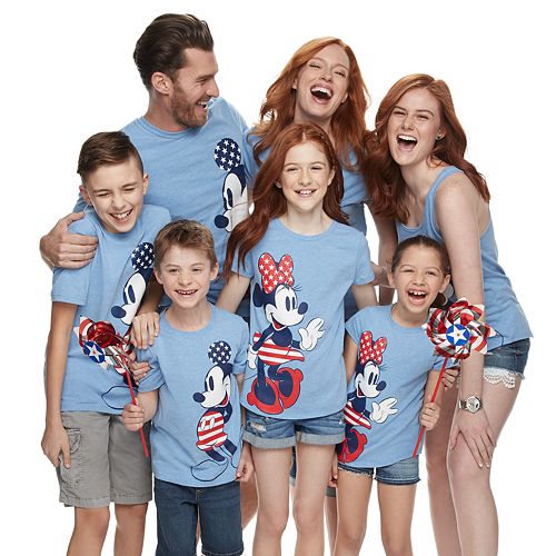 Disney's Mickey & Minnie Mouse Stars & Stripes Graphic Tops by Family Fun