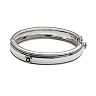 Sterling Silver Diamond Accent Flower Bangle Bracelet