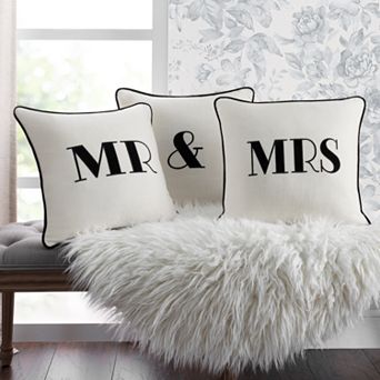 Edie@Home Celebrations Embroidered Appliqued "Mr & Mrs" Throw Pillow Collection