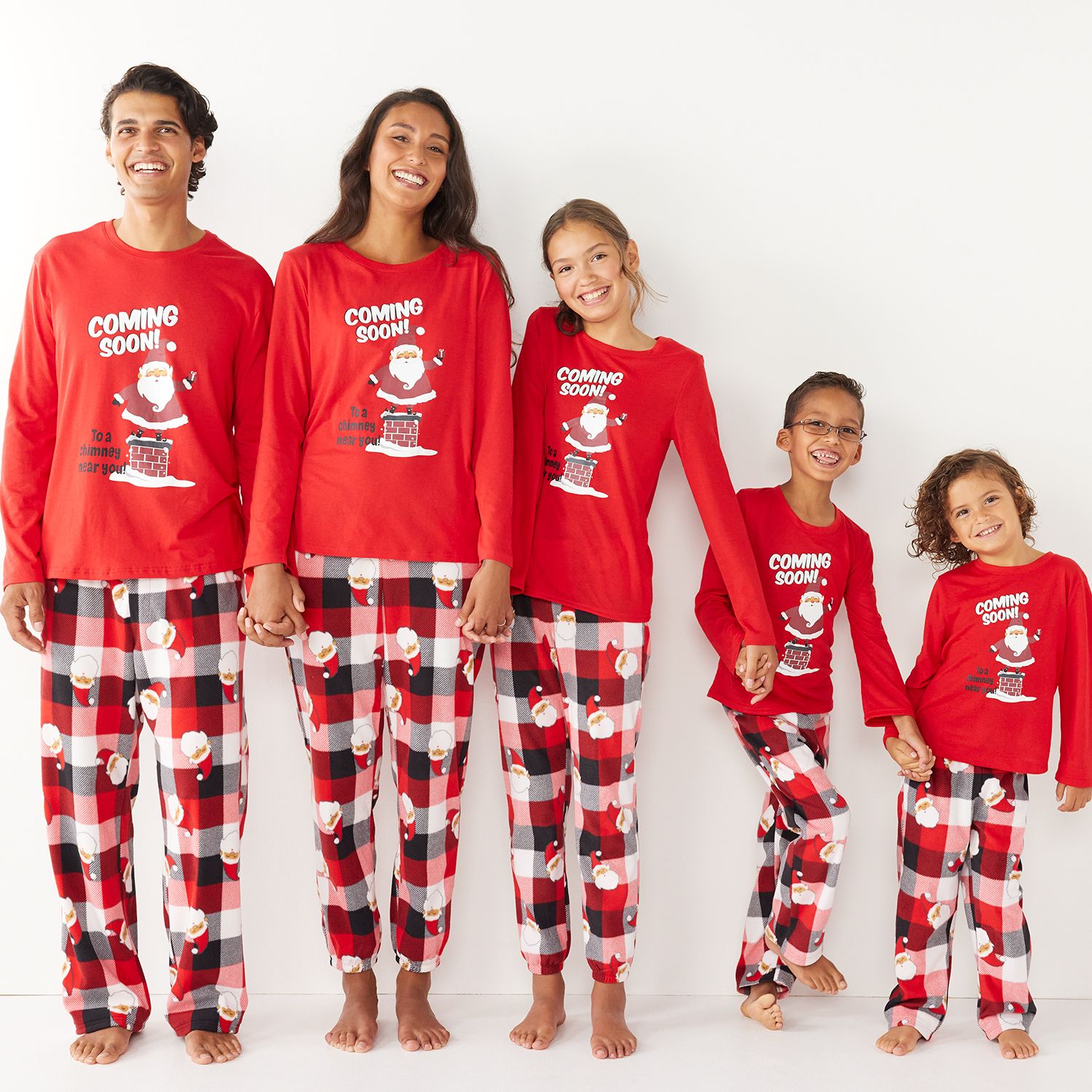 Santa Print Men's Pajama Pants, Matching Family Christmas PJs