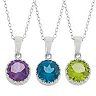 Gemstone Sterling Silver Crown Pendant Necklace