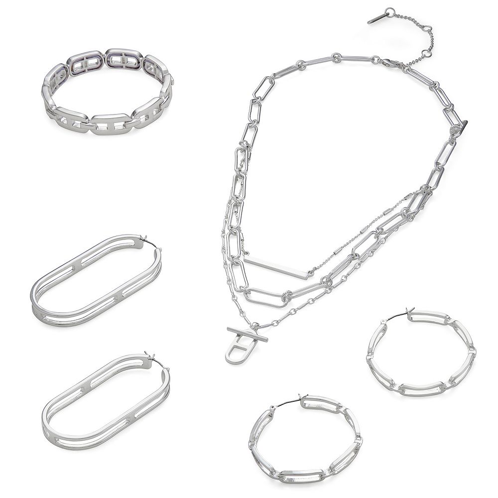 Nine West Silver Tone Oval Link Jewelry Collection