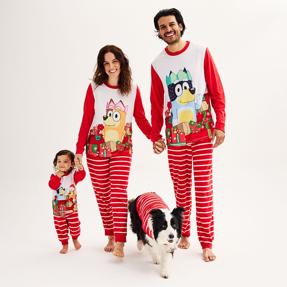 Christmas Baseball Lover Family Pajamas With Pet Blue - Family