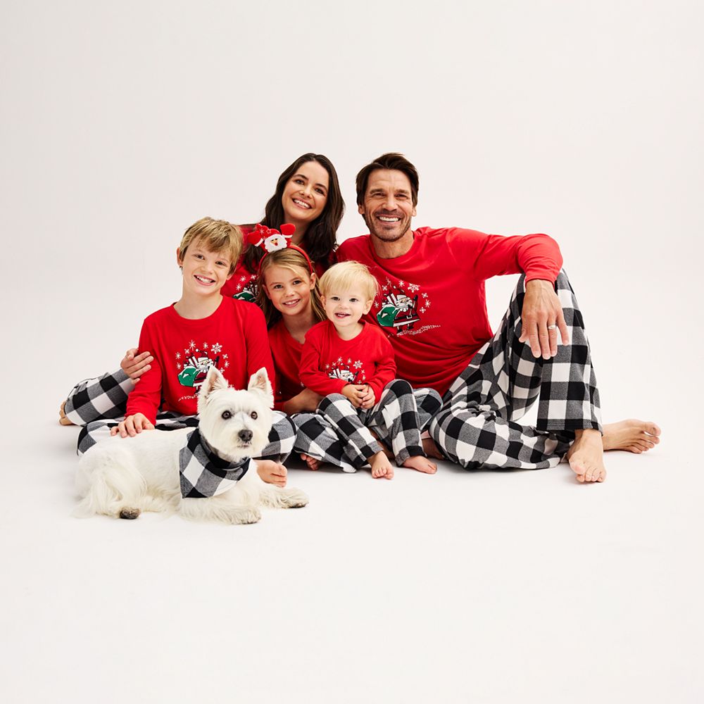 Jammies For Your Families Light Tone Doodle Santa Pajama