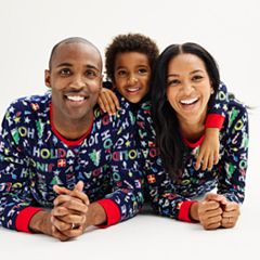 Hoodie Footed Red & Black Buffalo Plaid Fleece Family Matching Pajamas 