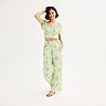 Juniors' Live To Be Spoiled Emma Bodice Floral Crop Top & Wide Leg Pants Separates