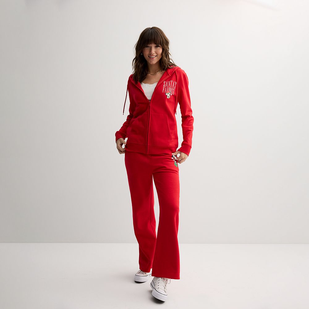 Disney's Minnie Mouse Juniors' FullZip Hoodie & Wide Leg Pant Matching Set