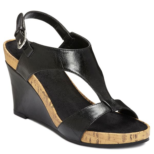 Aerosoles black wedge hot sale sandals