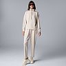 Women's Simply Vera Vera Wang Tapered Pants & Satin Trim Half-Zip Matching Set