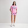 Disney's Lilo & Stitch Chill Vibes Stitch Playing Ukulele Juniors' Skimmer Graphic Tee & Foldover Gym Short Matching Set