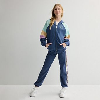 Girls 7-16 Limited Too Washed Color Block Hoodie, Shorts & Jogger Pants Sets