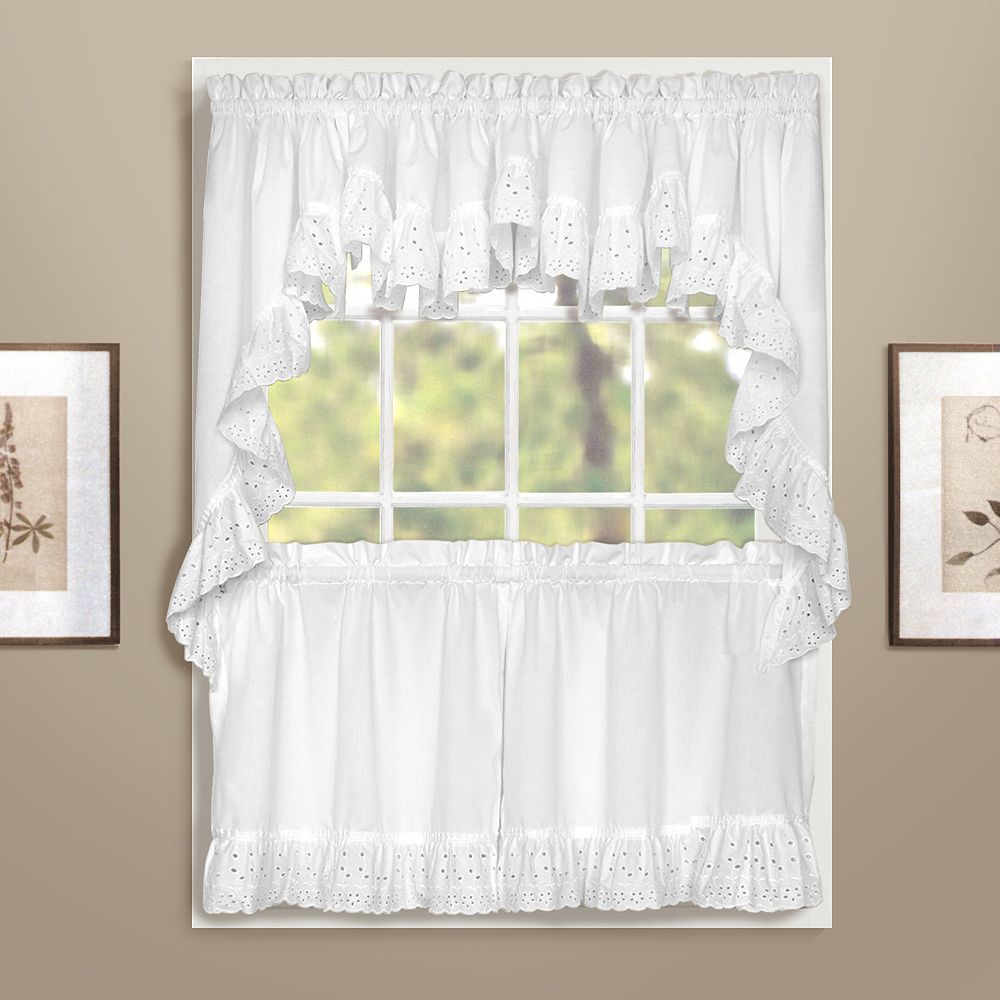 United Curtain Co. Vienna Eyelet Swag Tier Kitchen Window Curtains