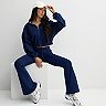 Juniors' Vanilla Star Cropped Zip-Front Hoodie & Flare Pants Matching Set