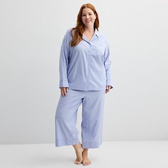 Plus Size Sonoma Goods For Life® Woven Pajama Top & Pants Matching Sleep Set