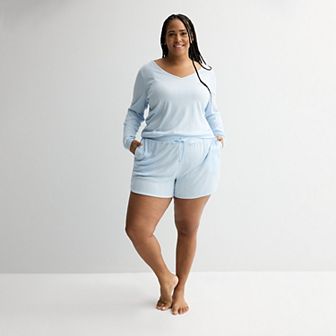 Plus Size Sonoma Goods For Life® Pointelle Sleep Long Sleeve Top & Shorts Matching Sleep Set
