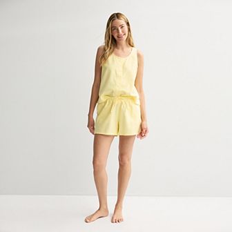 Women's Sonoma Goods For Life® Linen Like Woven Pajama Shorts & Pajama Top Matching Set