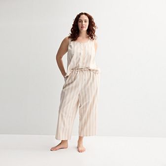 Plus Size Sonoma Goods For Life® Linen Like Woven Pajama Pants & Pajama Tank Matching Set