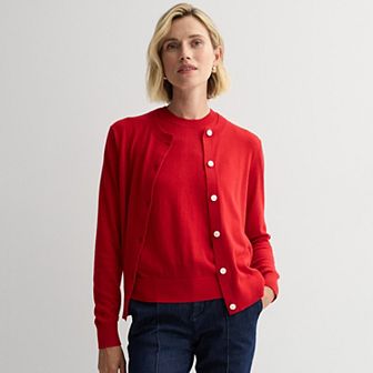 Women's Nine West Crewneck Sweater Shell & Cardigan Matching Set