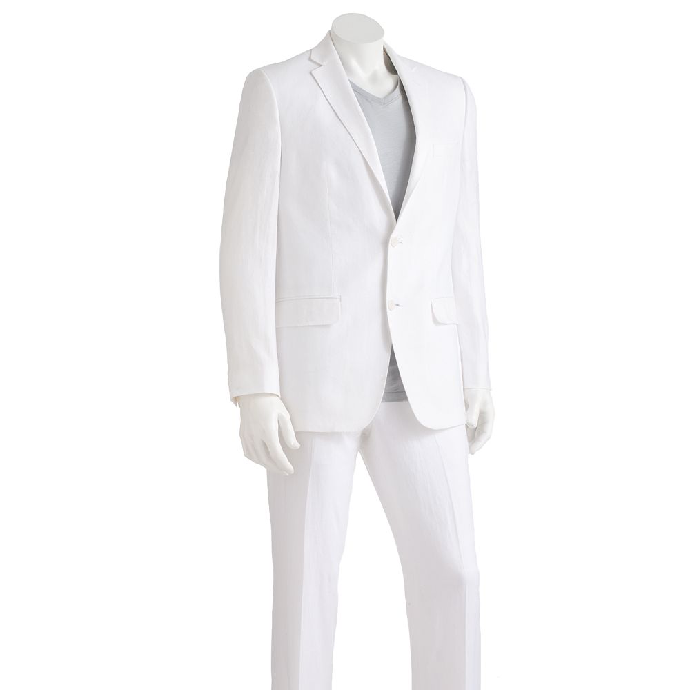Marc Anthony Solid Linen White Suit Separates