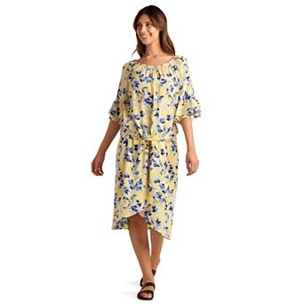 Women's AB Studio Flounce Sleeve Tie Hem Peasant Top & High-Low Skirt Matching Set