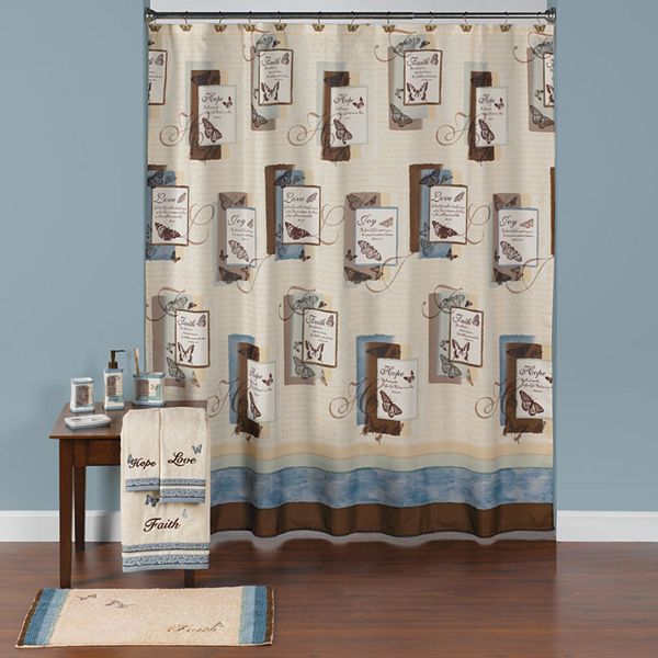 Blessings Shower Curtain Collection, Faith Hope Love Joy Shower Curtain