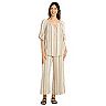 Women's AB Studio Striped Pull-On Wide Leg Cropped Pants & Peasant Top Matching Set