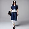 Petite Simply Vera Vera Wang Camp Shirt & Midi Skirt Matching Set