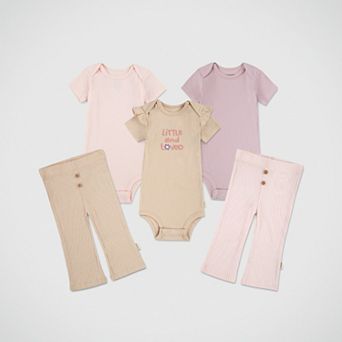 Newborn Baby Girls Huggies Babywear® Organic Bodysuits & Ribbed Pants Multi Pack Matching Separates