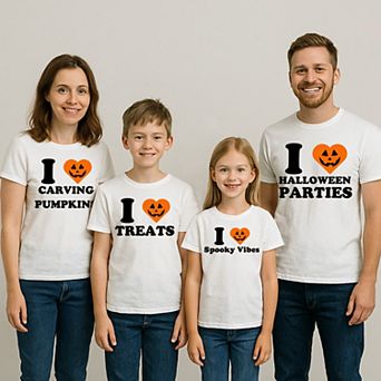 I Pumpkin Heart Halloween Matching Family Graphic Tees