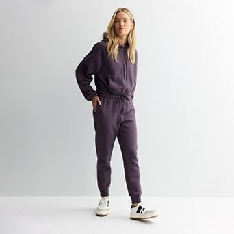 Women's FLX Heavyweight Embrace Fleece Cropped Hood Popover & Highrise Joggers Matching Set