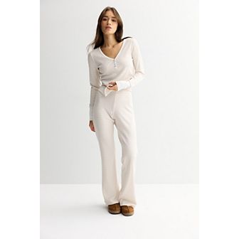 Juniors' Pink Republic Waffle Henley & Pants Matching Set