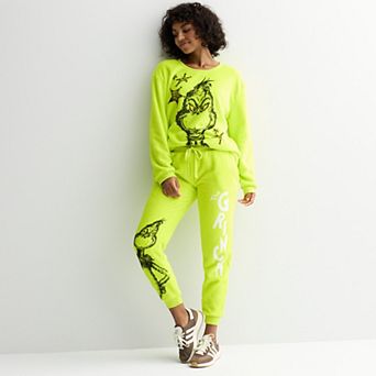 Juniors' Grinch Graphic Woobie Joggers & Sweatshirt Matching Set