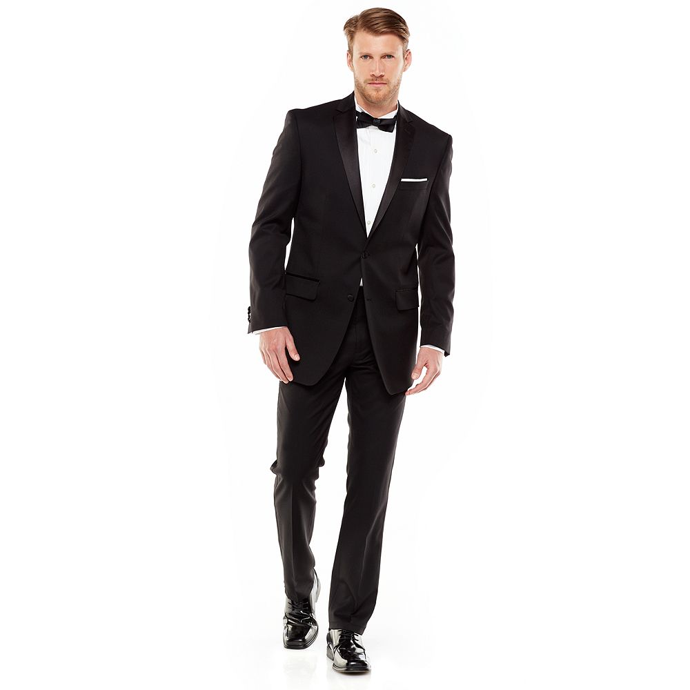 Marc Anthony ModernFit Wool Black Tuxedo Separates Men