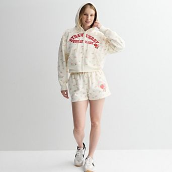 Juniors' Strawberry Shortcake Graphic Hoodie & Shorts Matching Set