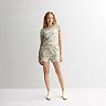 Juniors' SO® Camouflage Sporty Graphic Baby Tee & Fleece Shorts Matching Set