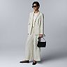 Petite Simply Vera Vera Wang Cinched Slim Blazer & Wide Leg Pants Matching Set