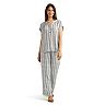 Women's AB Studio Stripe Wide Leg Pants & Dolman Curved High-Low Top Matching Set