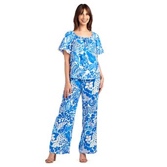 Women's AB Studio High Rise Wide Leg Pants & Bubble Elastic Hem Top Matching Set