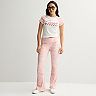 Juniors' Pink Camo Baby Tee & Flare Pants Matching Separates