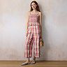Women's LC Lauren Conrad Smocked Peplum Tank Top & Side Tie Wide Leg Pants Matching Set