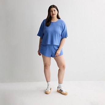 Juniors' Plus Size SO® Waffle Scoop Neck T-Shirt & Shorts Matching Set