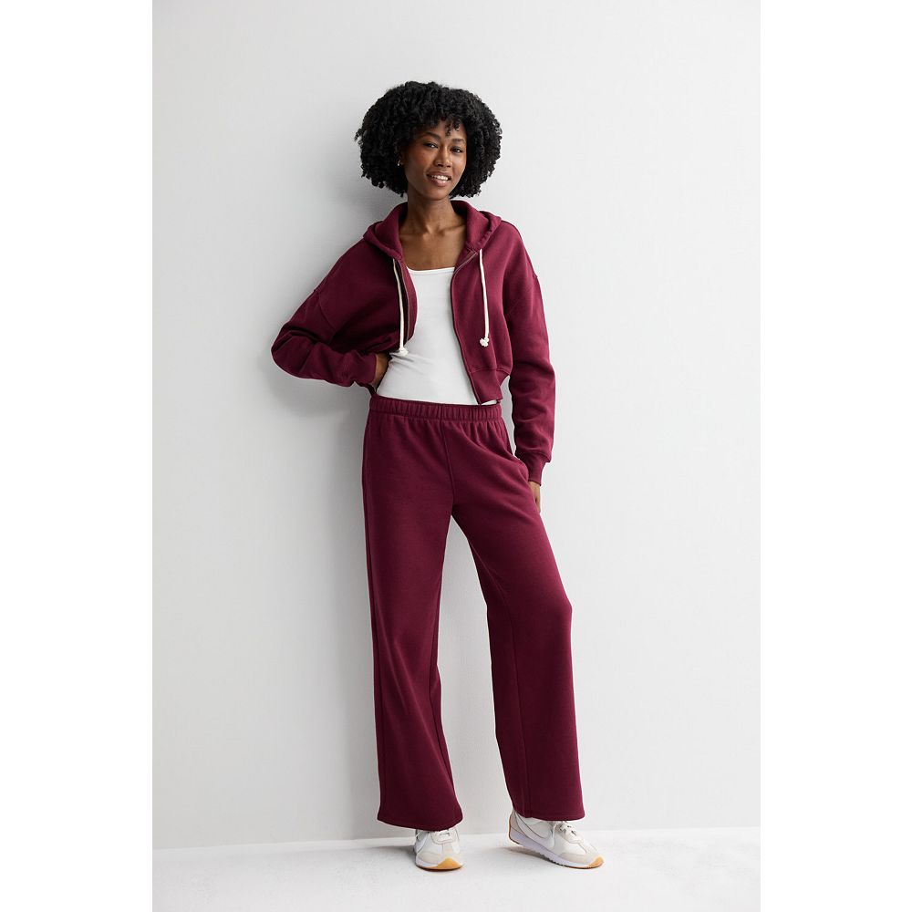 Juniors' SO® Favorite Cropped Full-Zip Hoodie & Wide Leg Pants